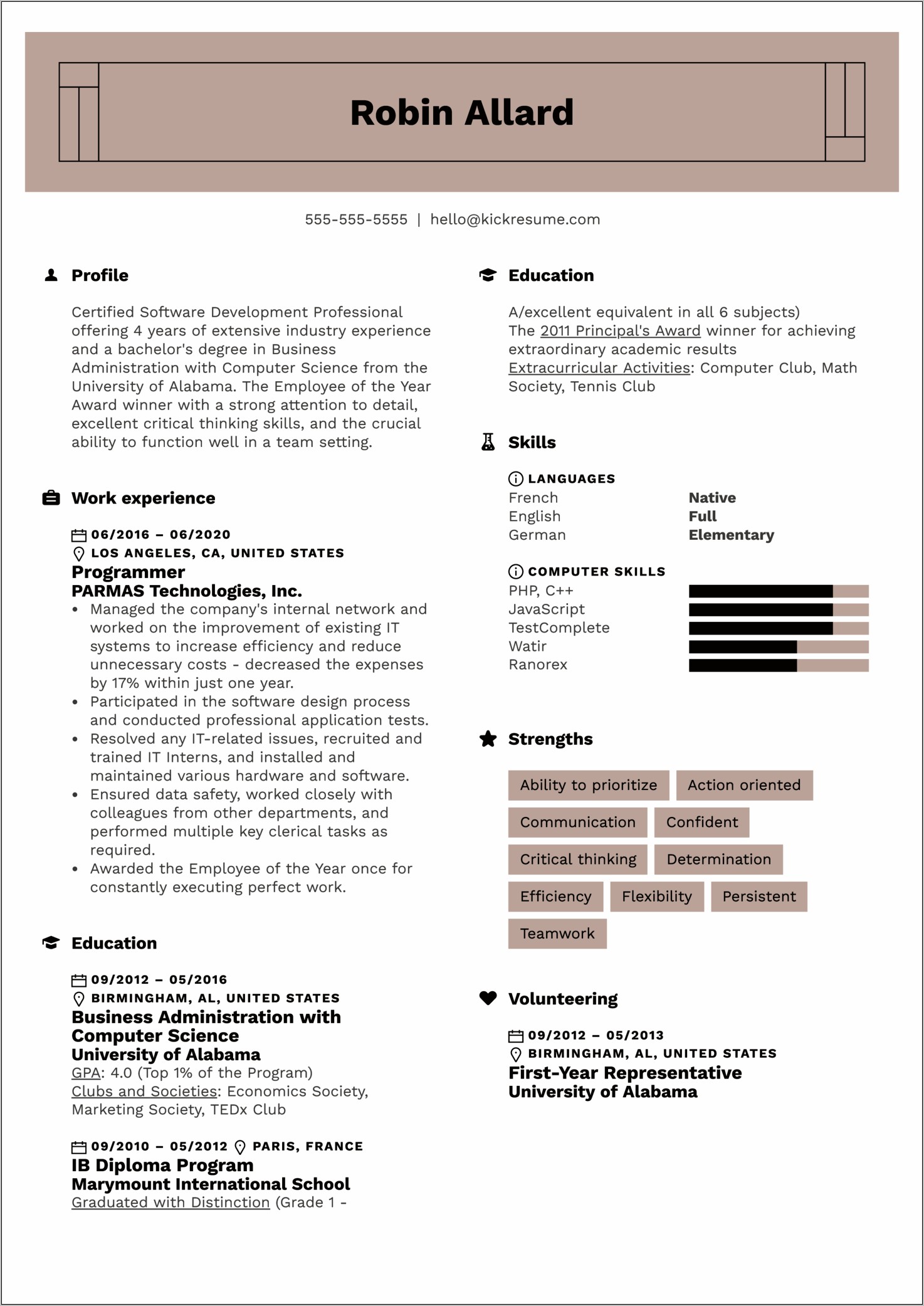 Text Version Of Resume Sample