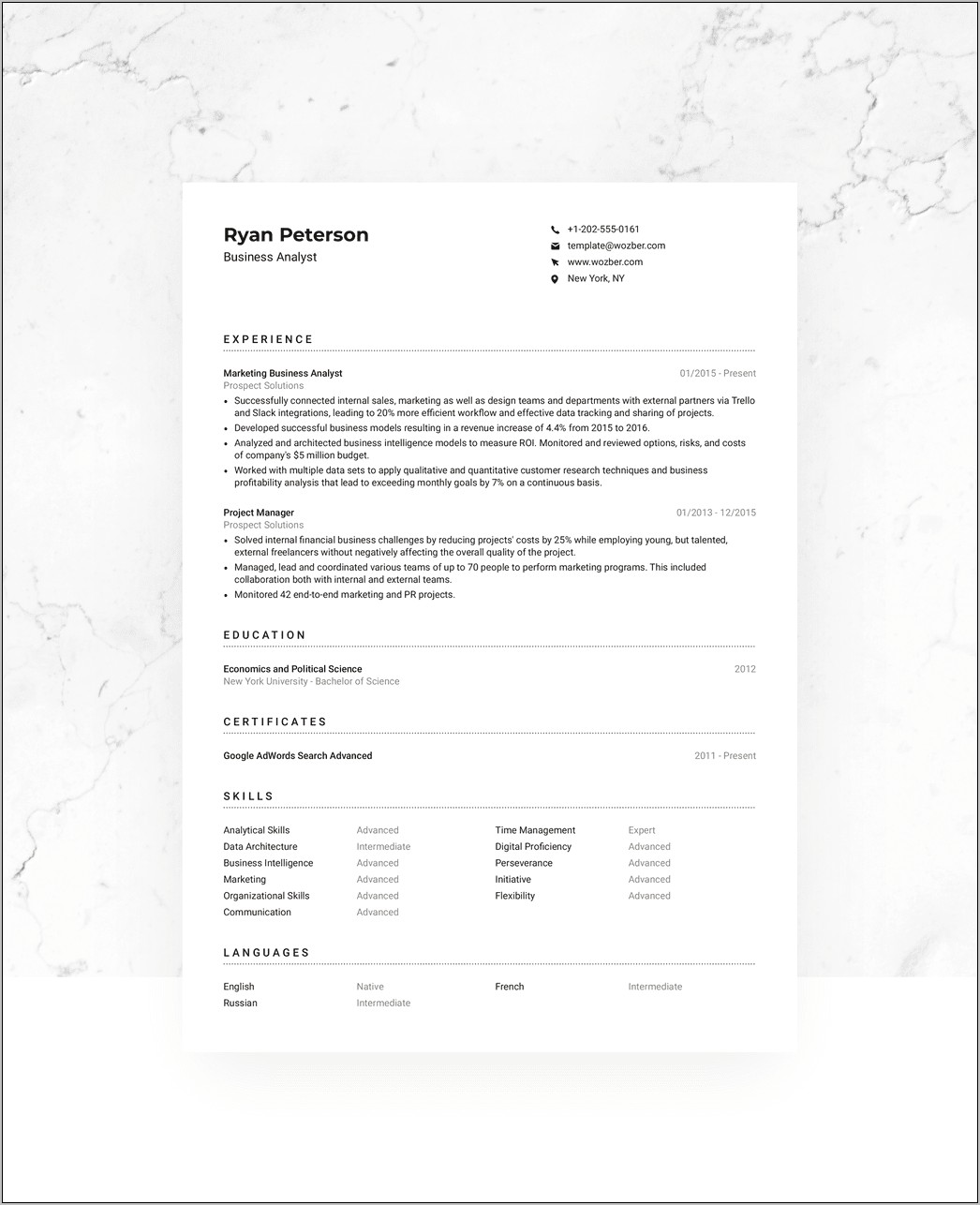 The Perfect Analytical Resume Example