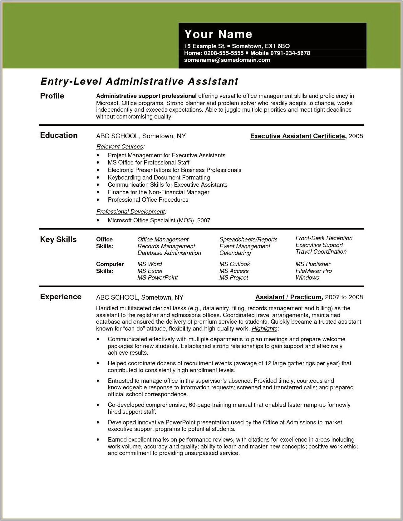 Top Office Administration Resume Skills