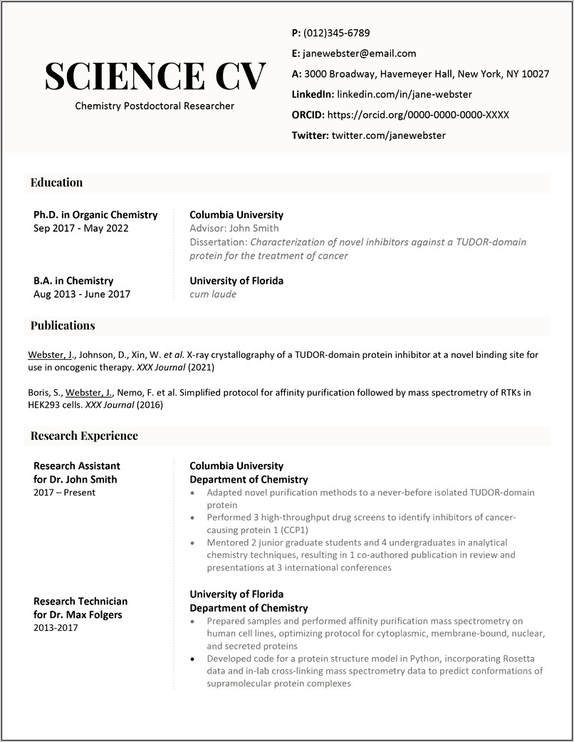University Of Florida Sample Resume