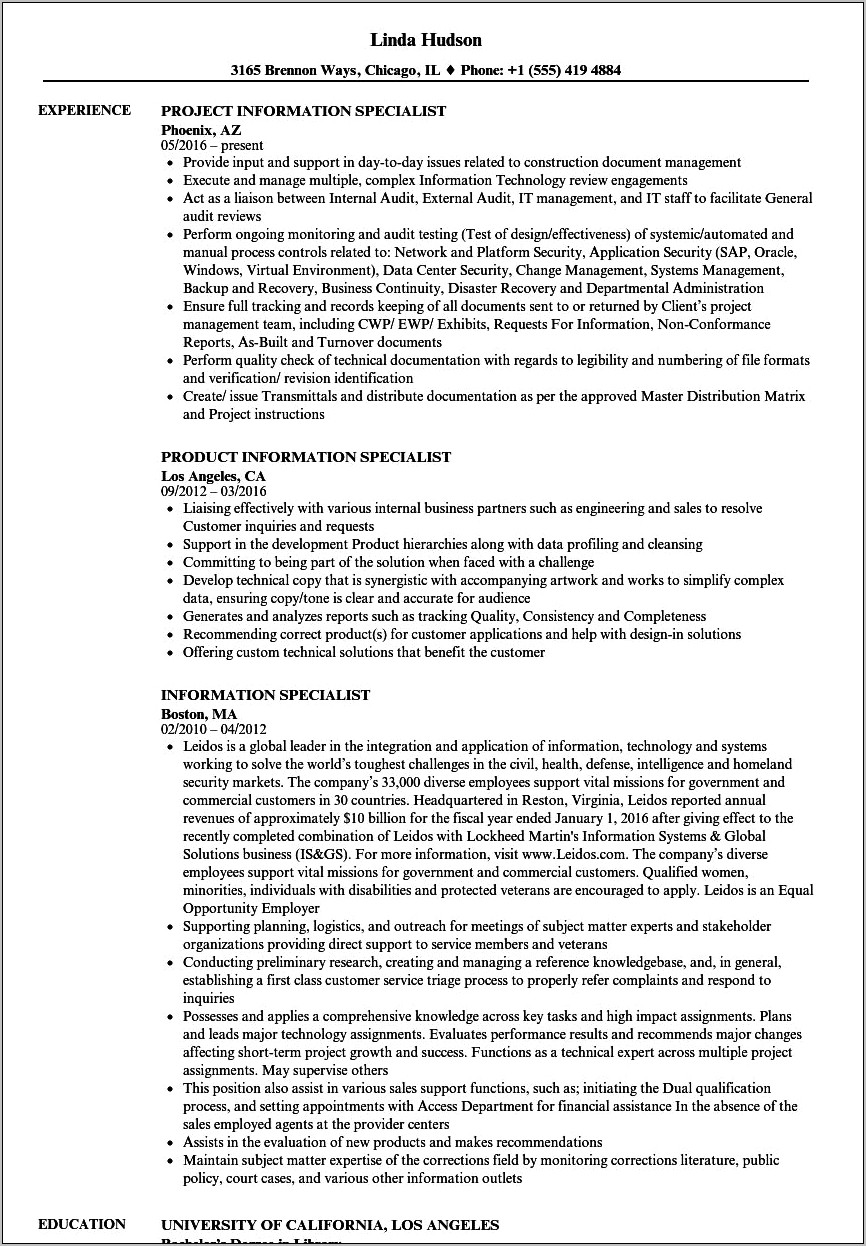 Usa Jobs It Specialist Resume