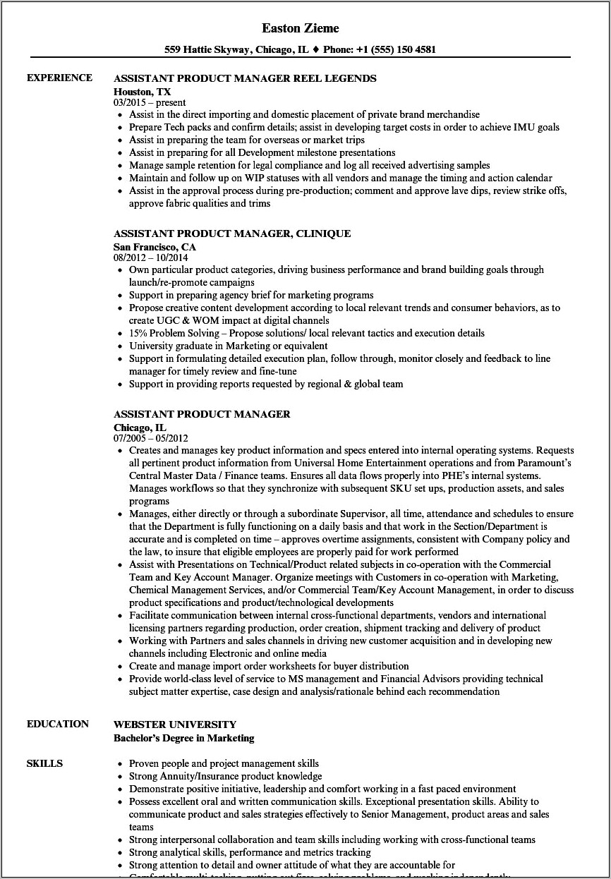 Walmart Assistant Store Manager Resume
