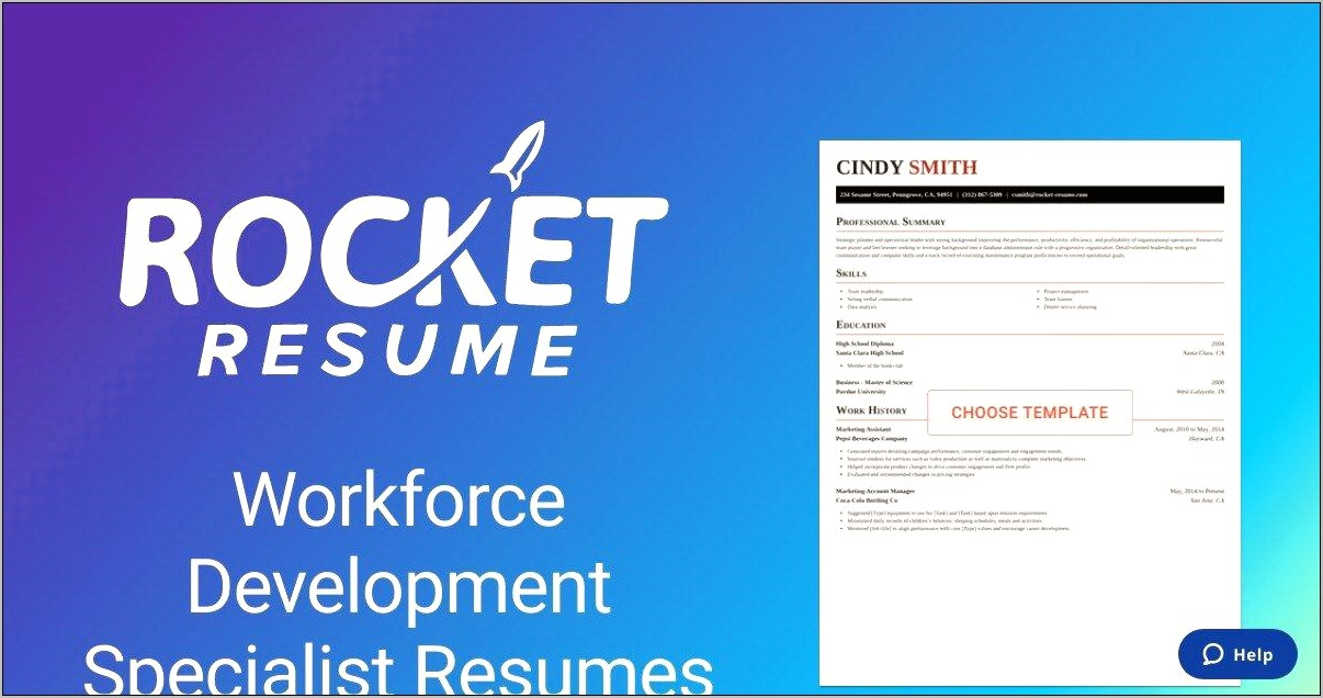 Workforce Development Specialist Resume Sample