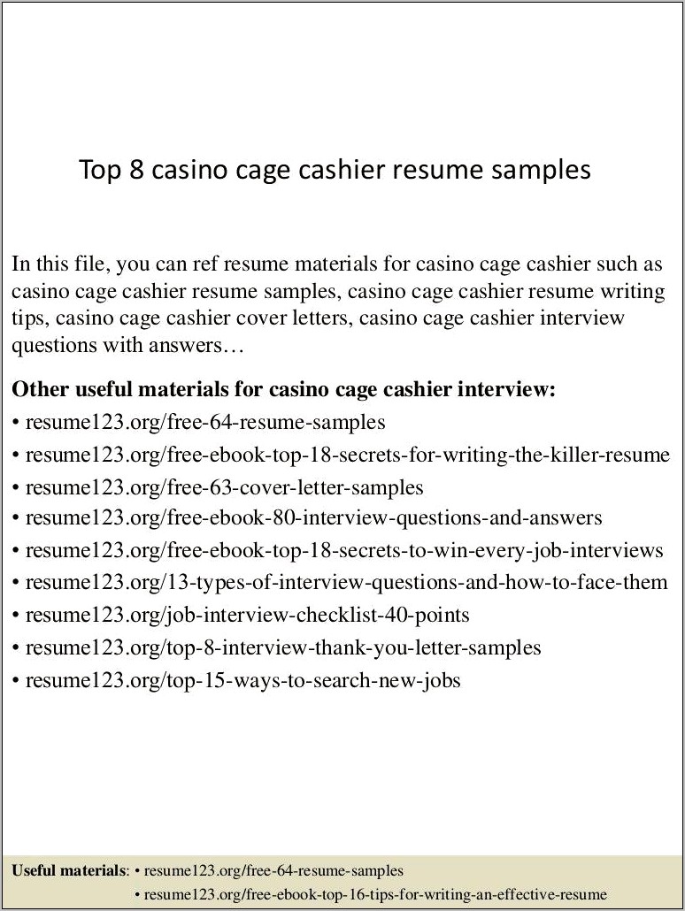 About Me Resume Example Cashier