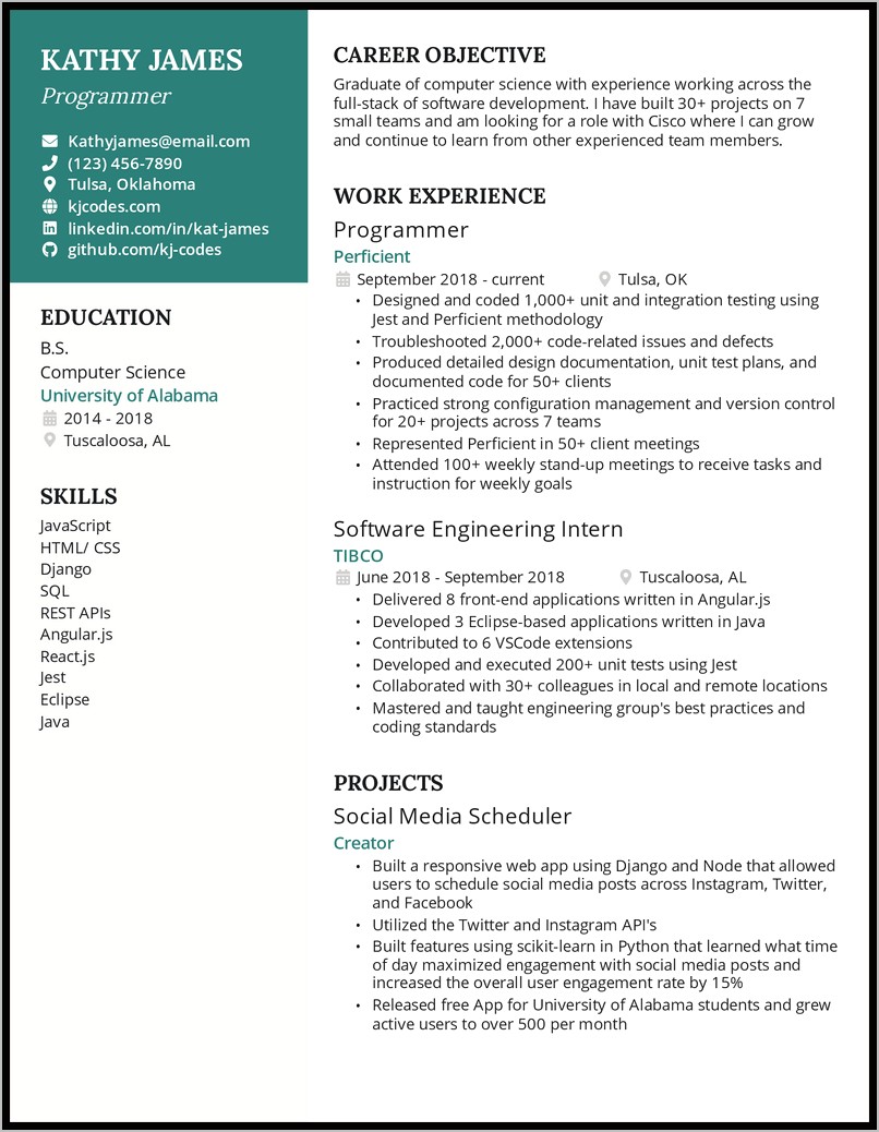 About Me Resume Section Examples