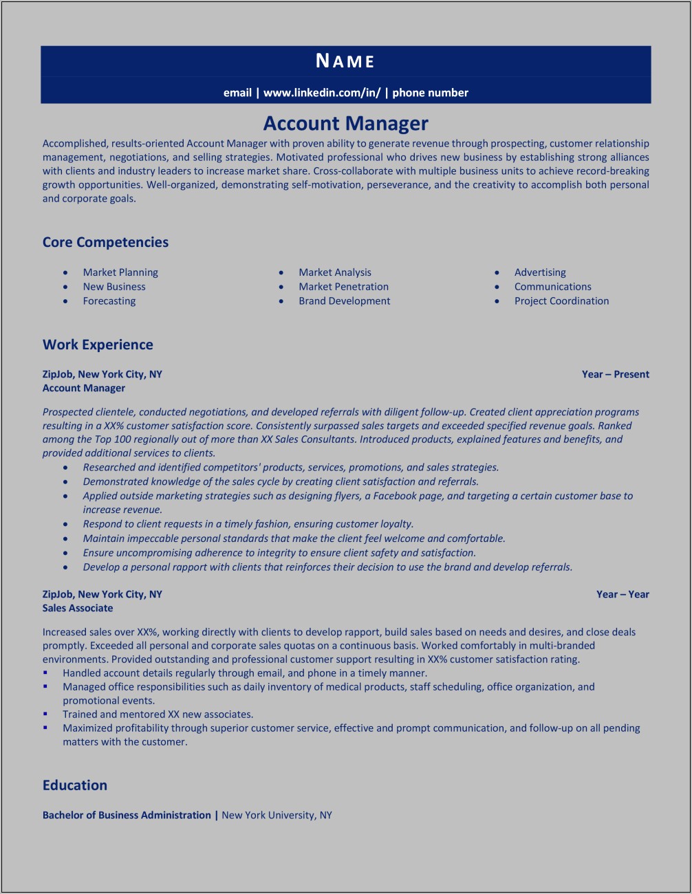 Account Manager Resume Samples Free