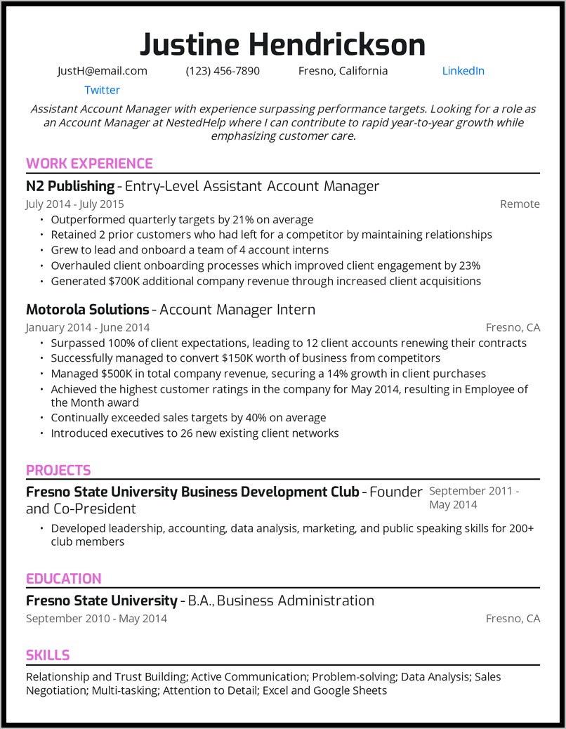 Accounting Manager Power Statement Resume