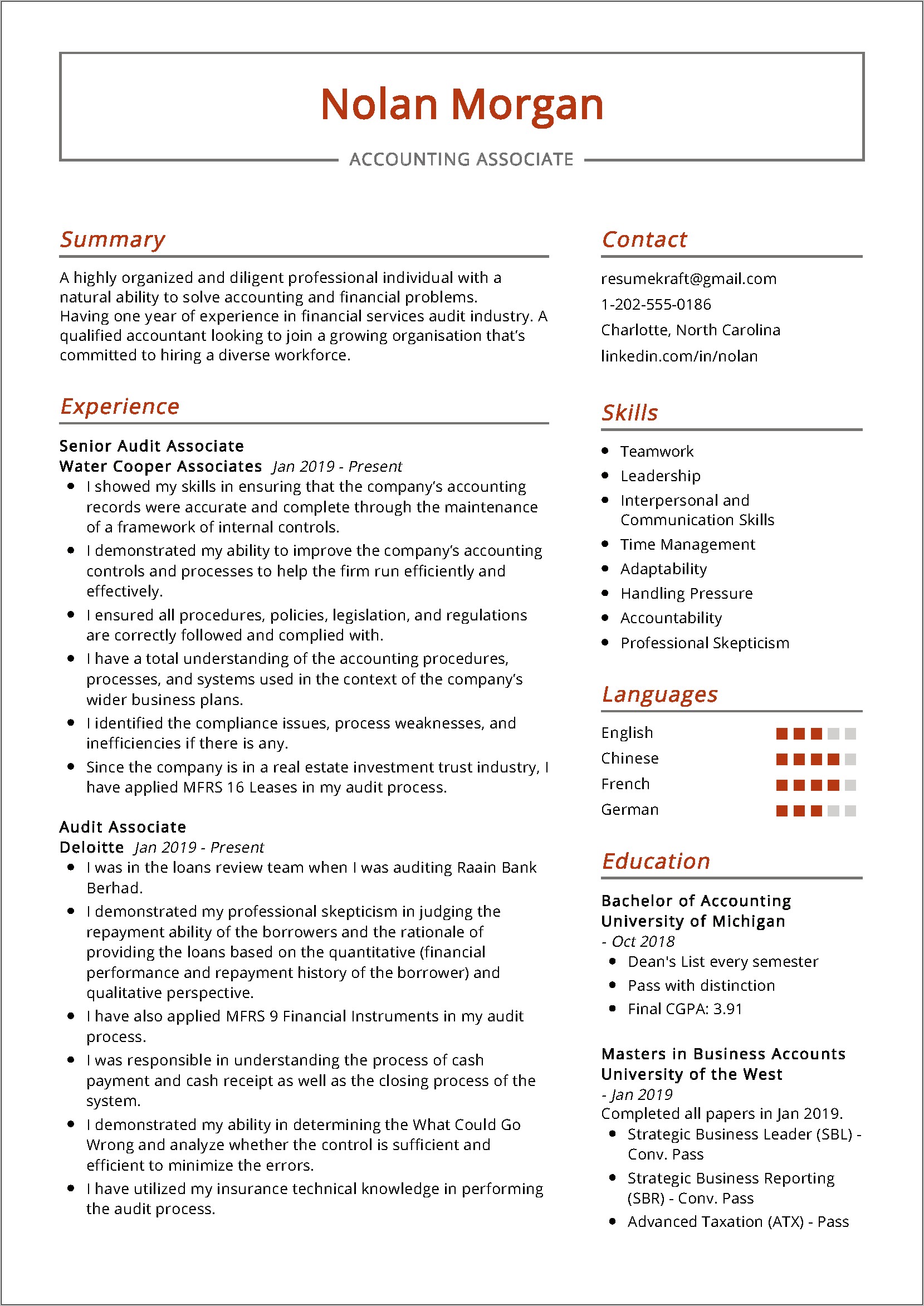 Accounting Skills And Abilities Resume