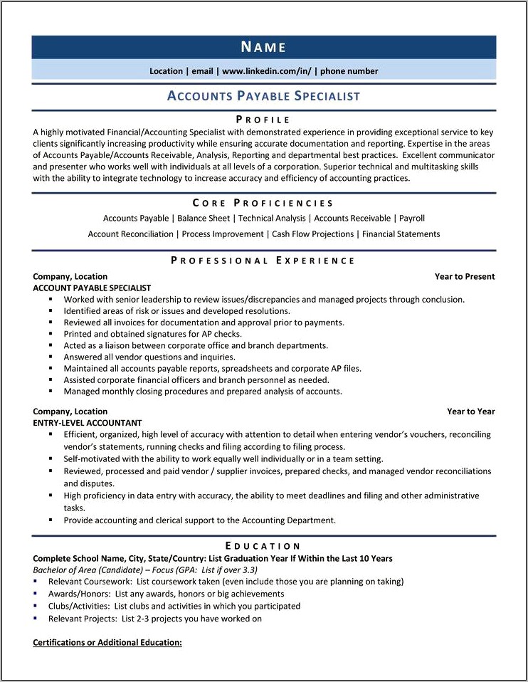 Accounts Payable Manager Resume Pdf