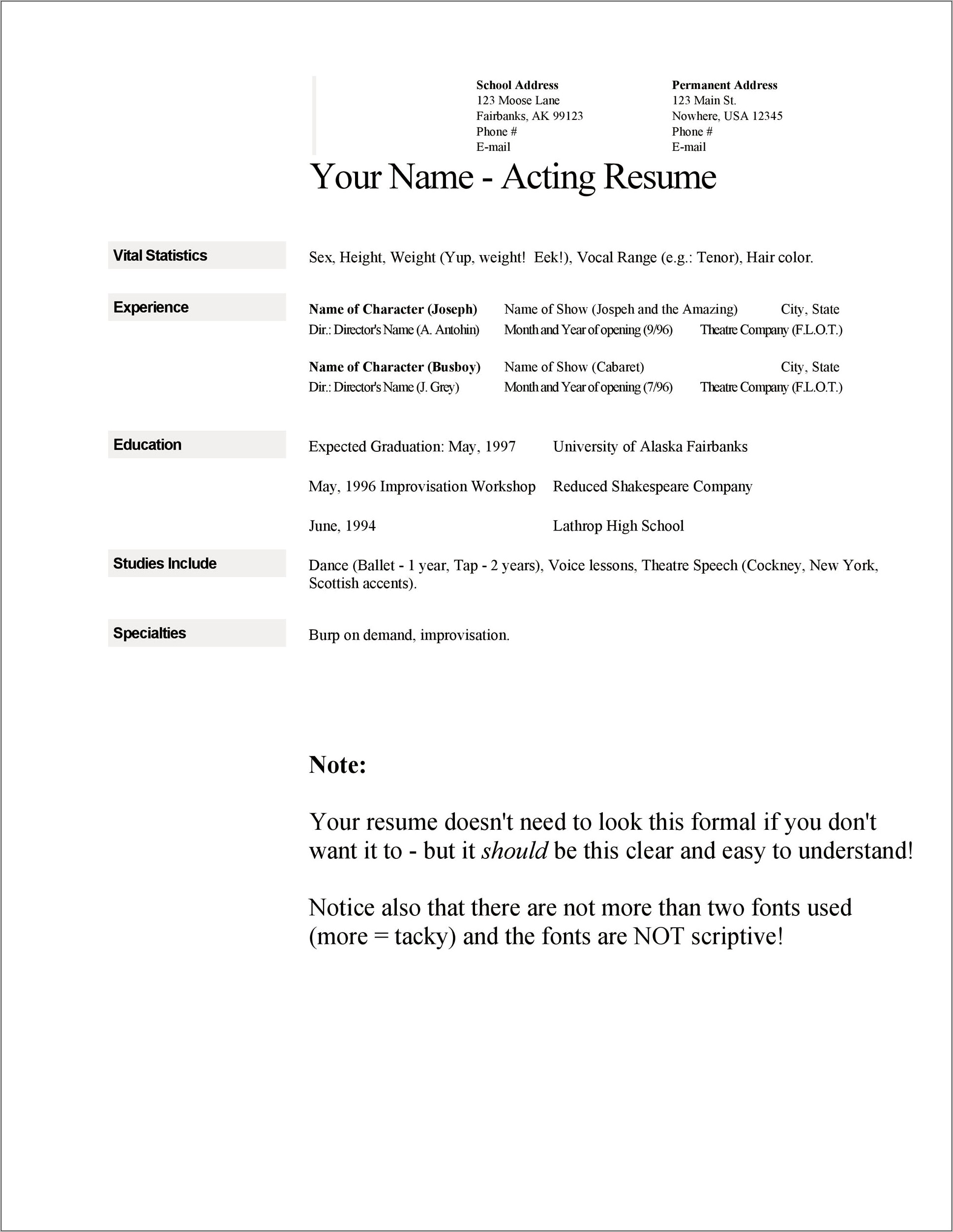 Acting Headshots And Resume Examples