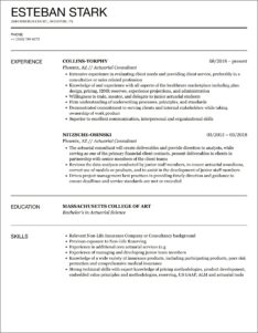 Actuary First Entry Resume Example