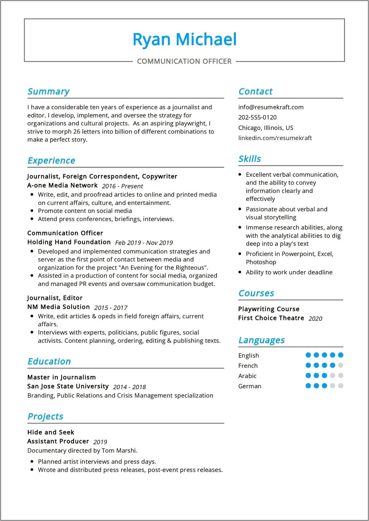Administrative And Communications Resume Examples