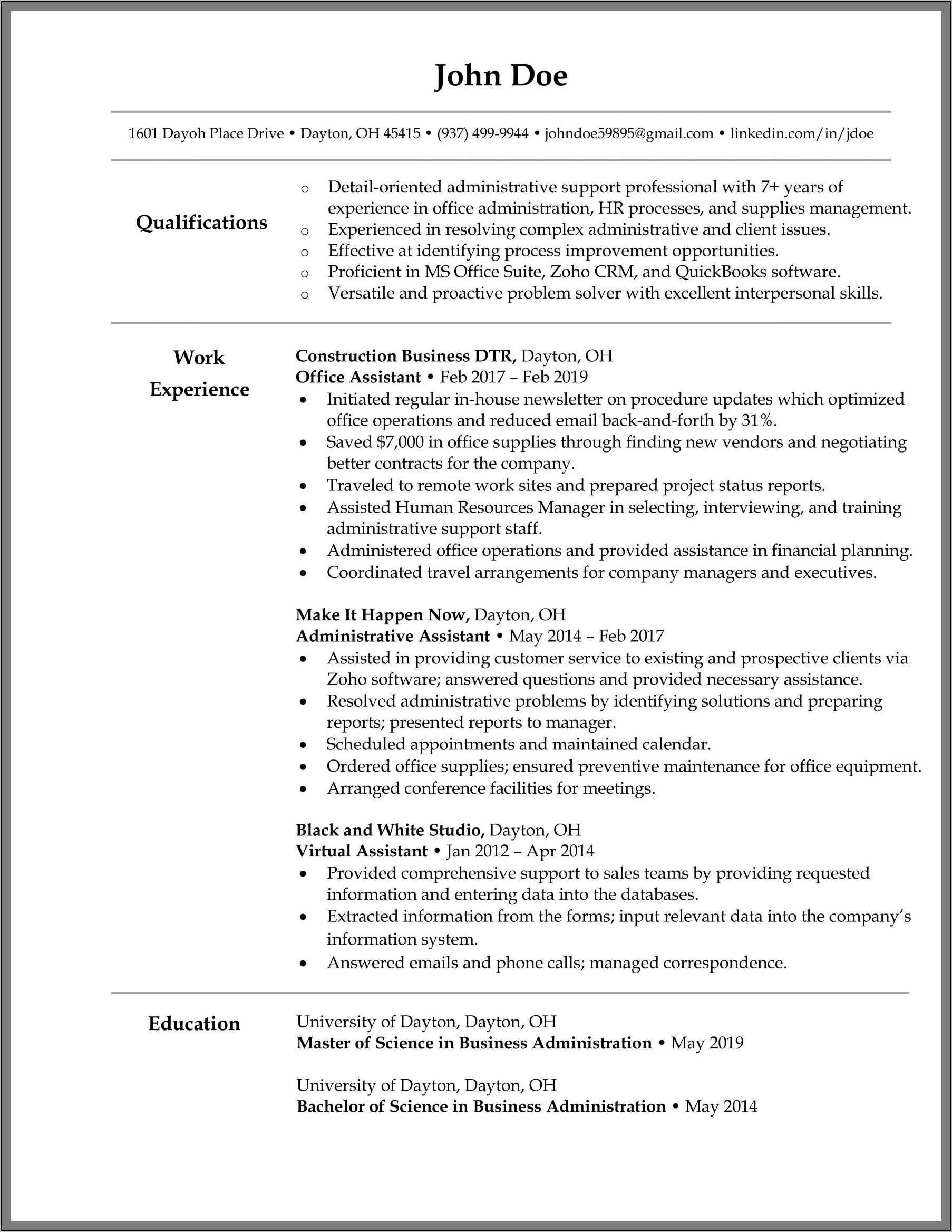 Administrative Assistant Resume Examples 2012