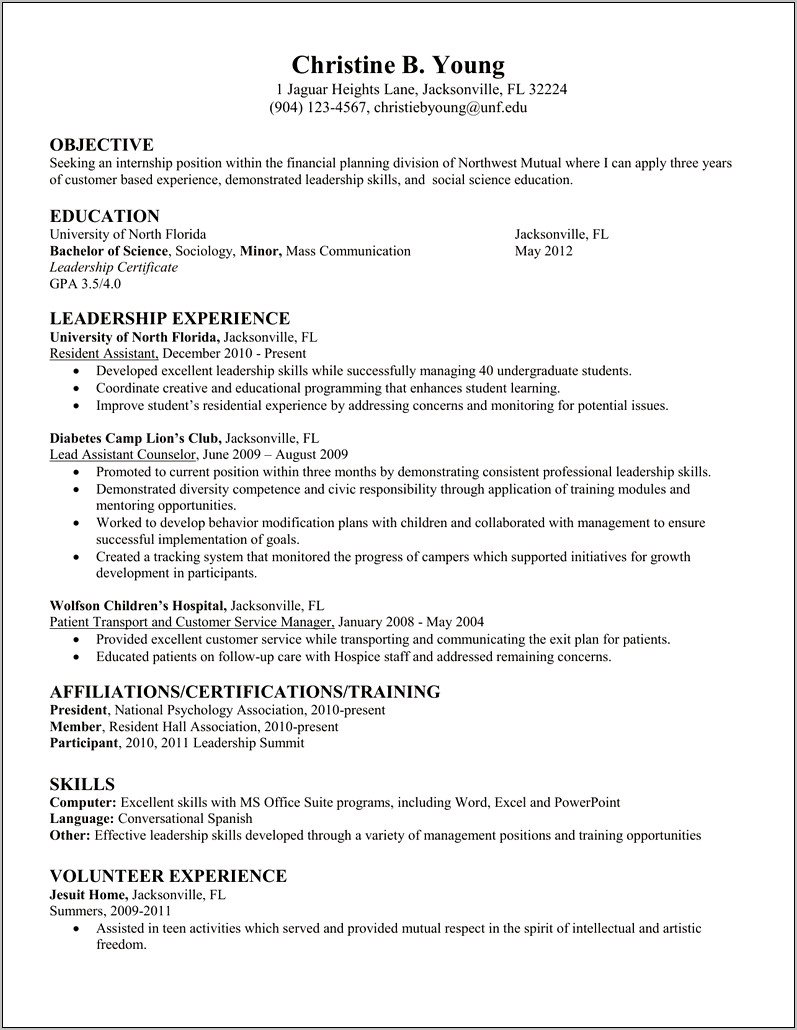 Affiliations And Skills On Resume