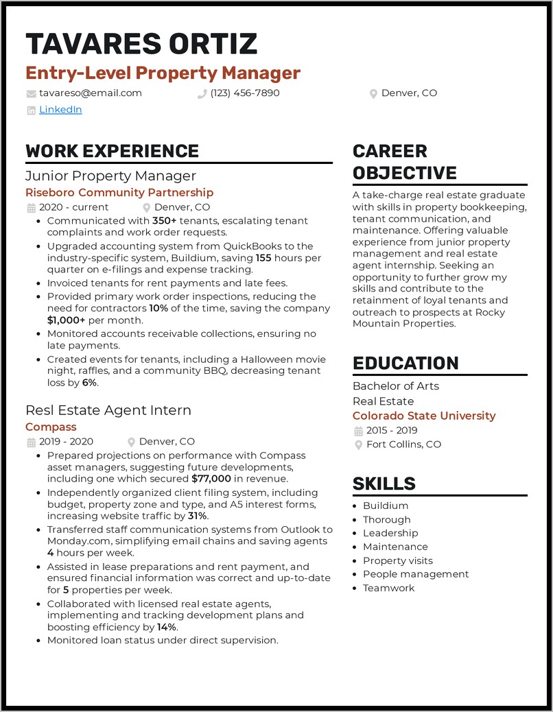 Agent And Manager On Resume