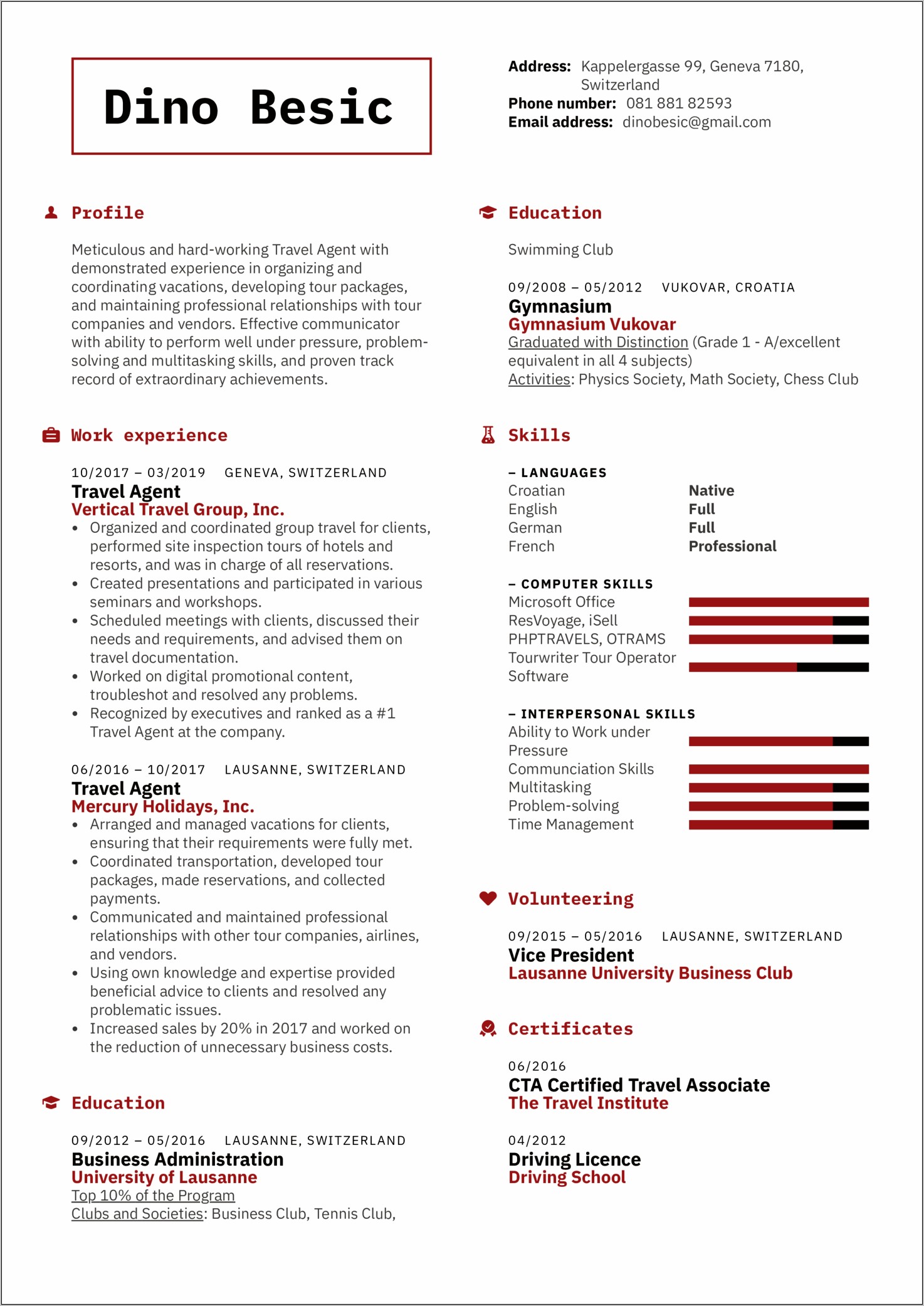 Airline Ticket Agent Resume Example