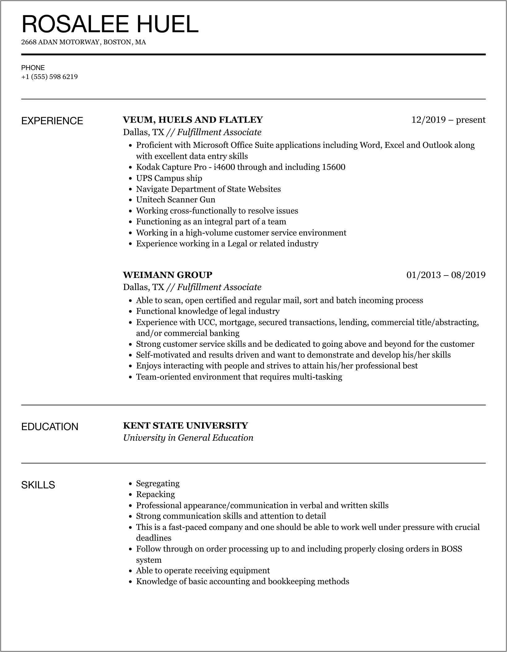 Amazon Sorter Job Description Resume