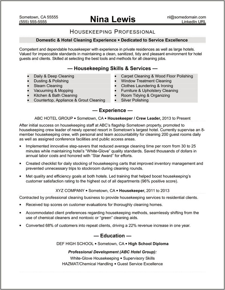 Appliance Repair Job Sample Resume