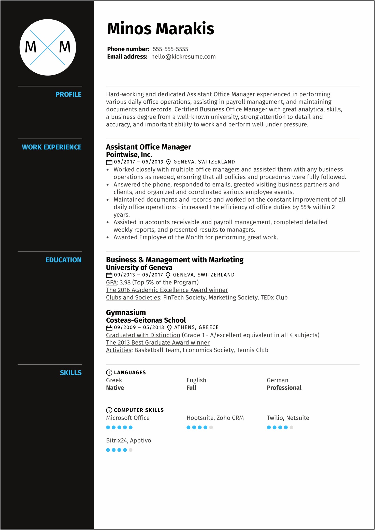 Assistant Front Store Manager Resume