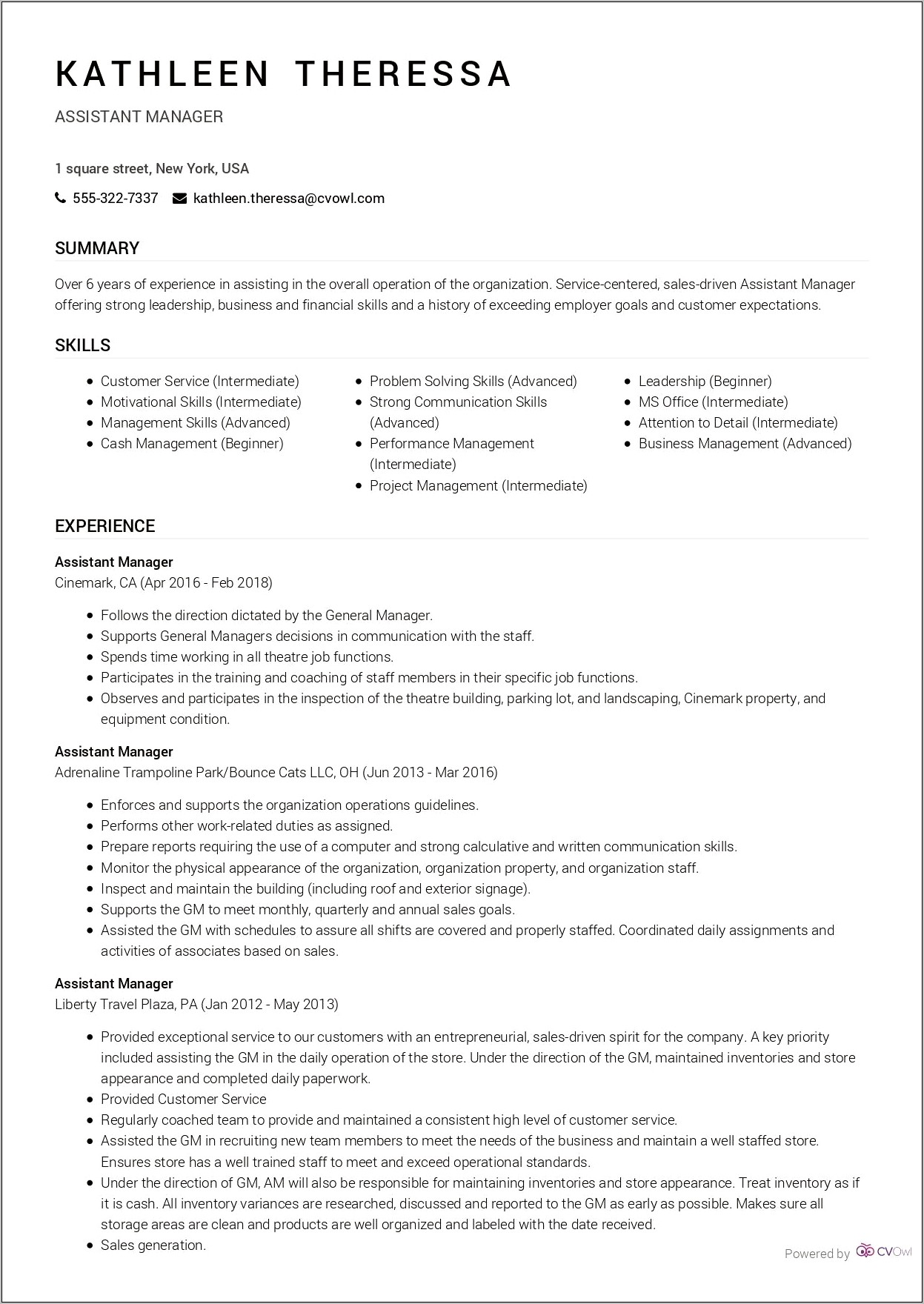 Assistant Manager Finance Resume Format