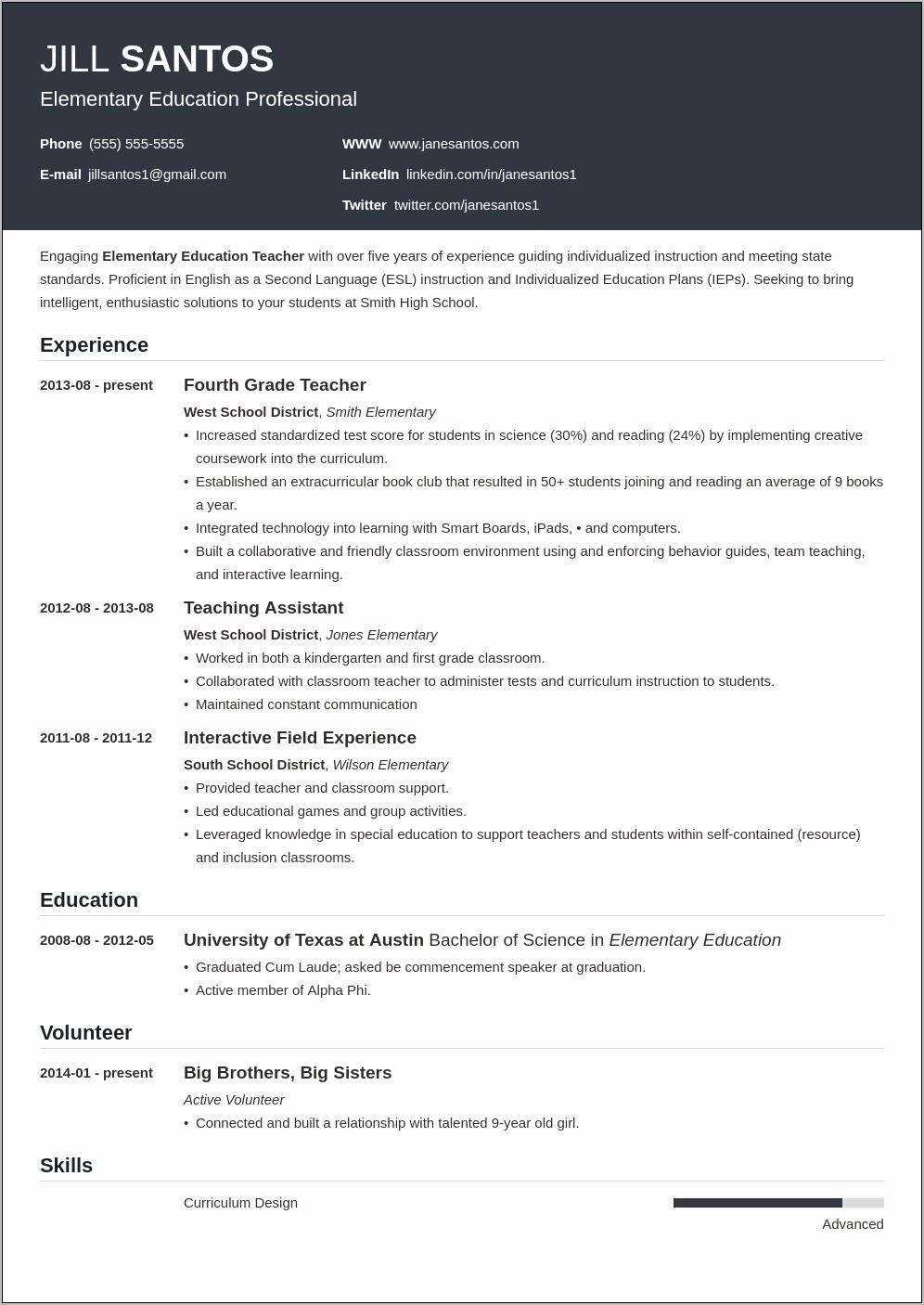 Attractive Objectives For Teacher Resume