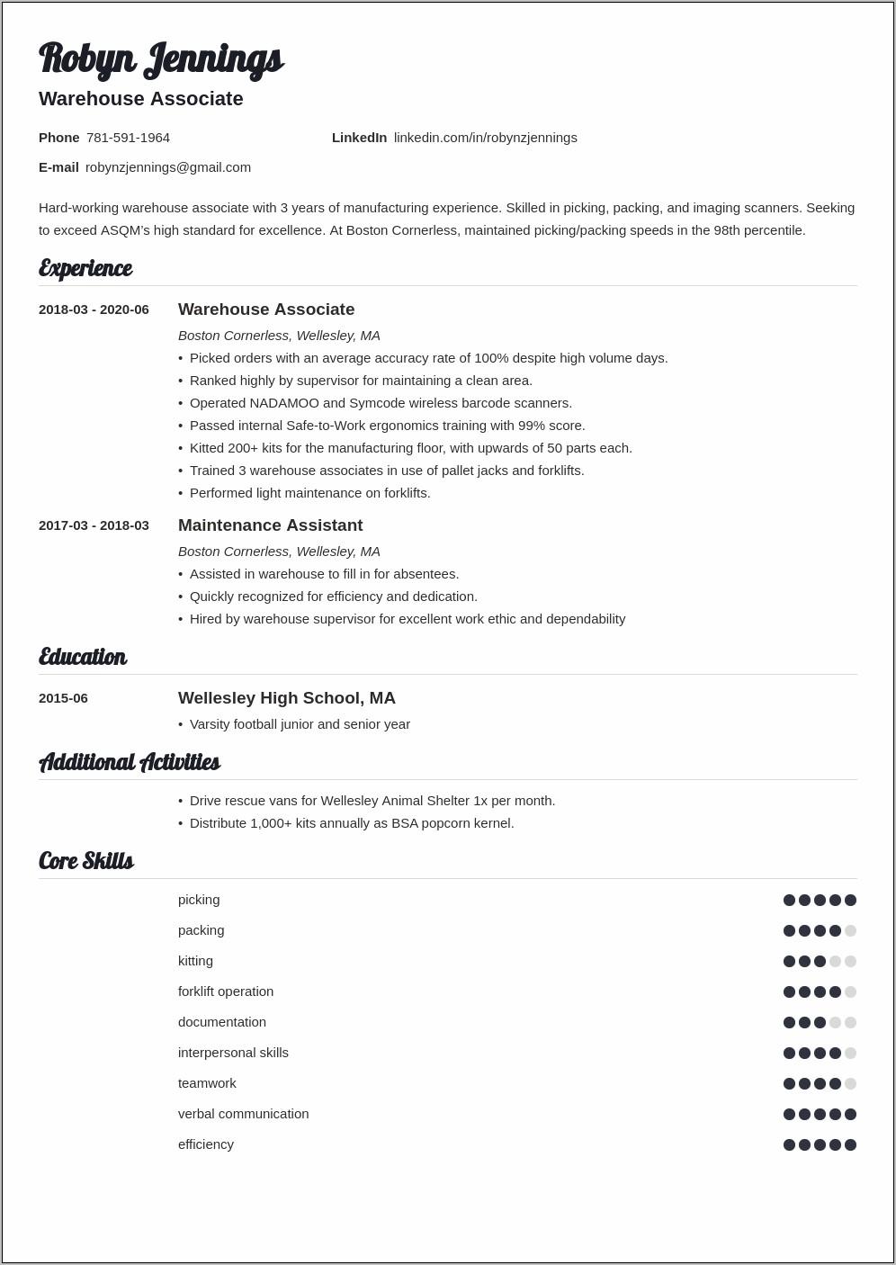 Automotive Service Associate Resume Sample