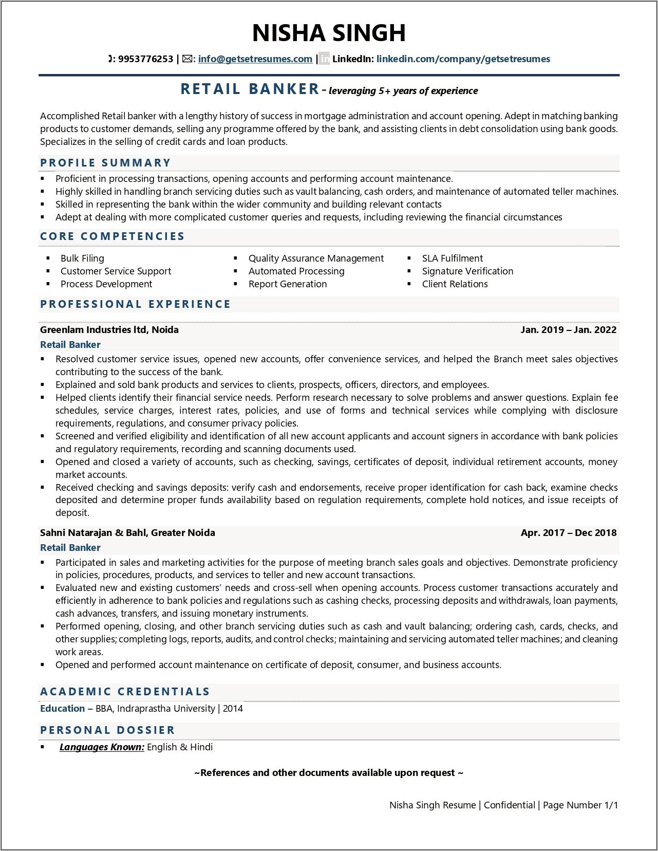 Bank Call Center Resume Examples