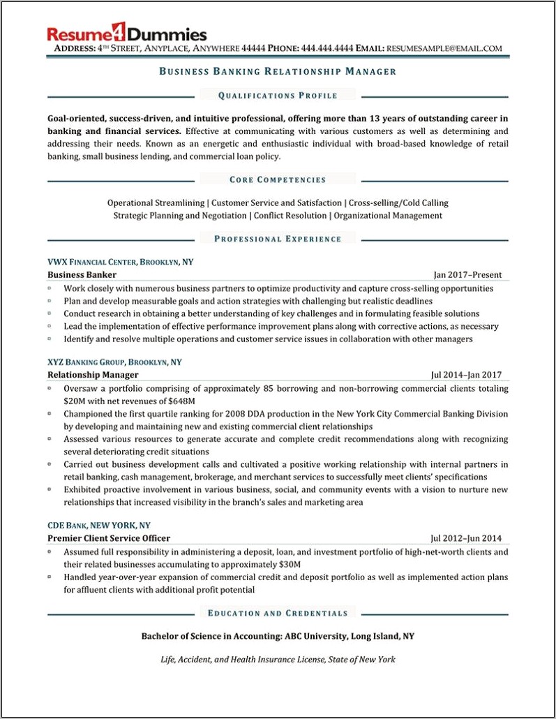 Bank Service Manager Resume Objective