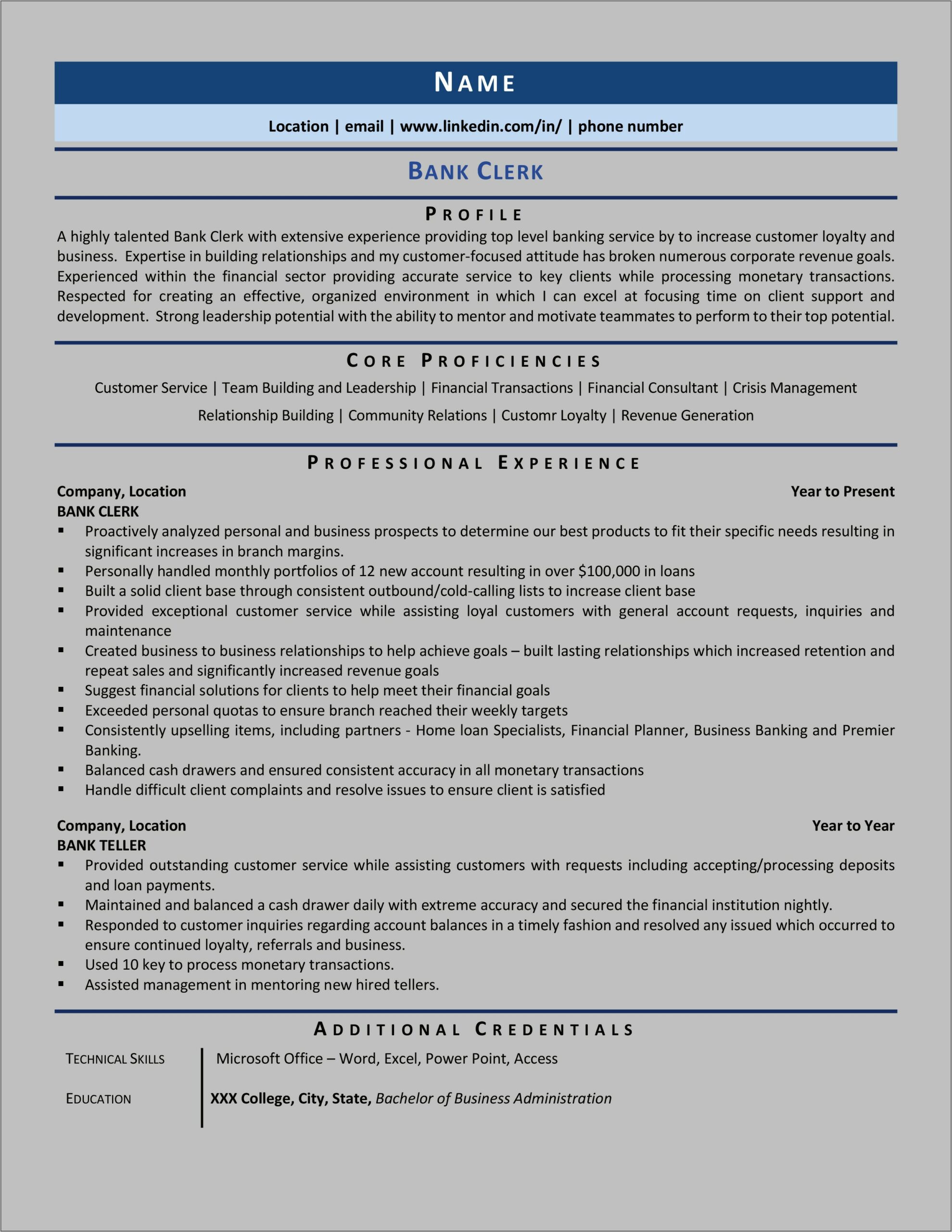Bank Specialist Objective Resume Examples