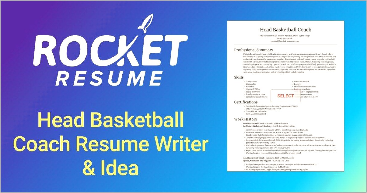 Basketball Coach Job Description Resume