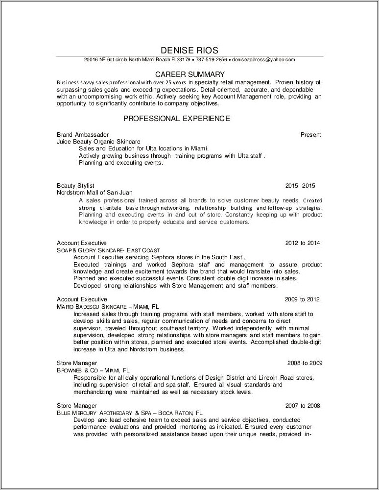 Beauty Retail Position Objective Resume
