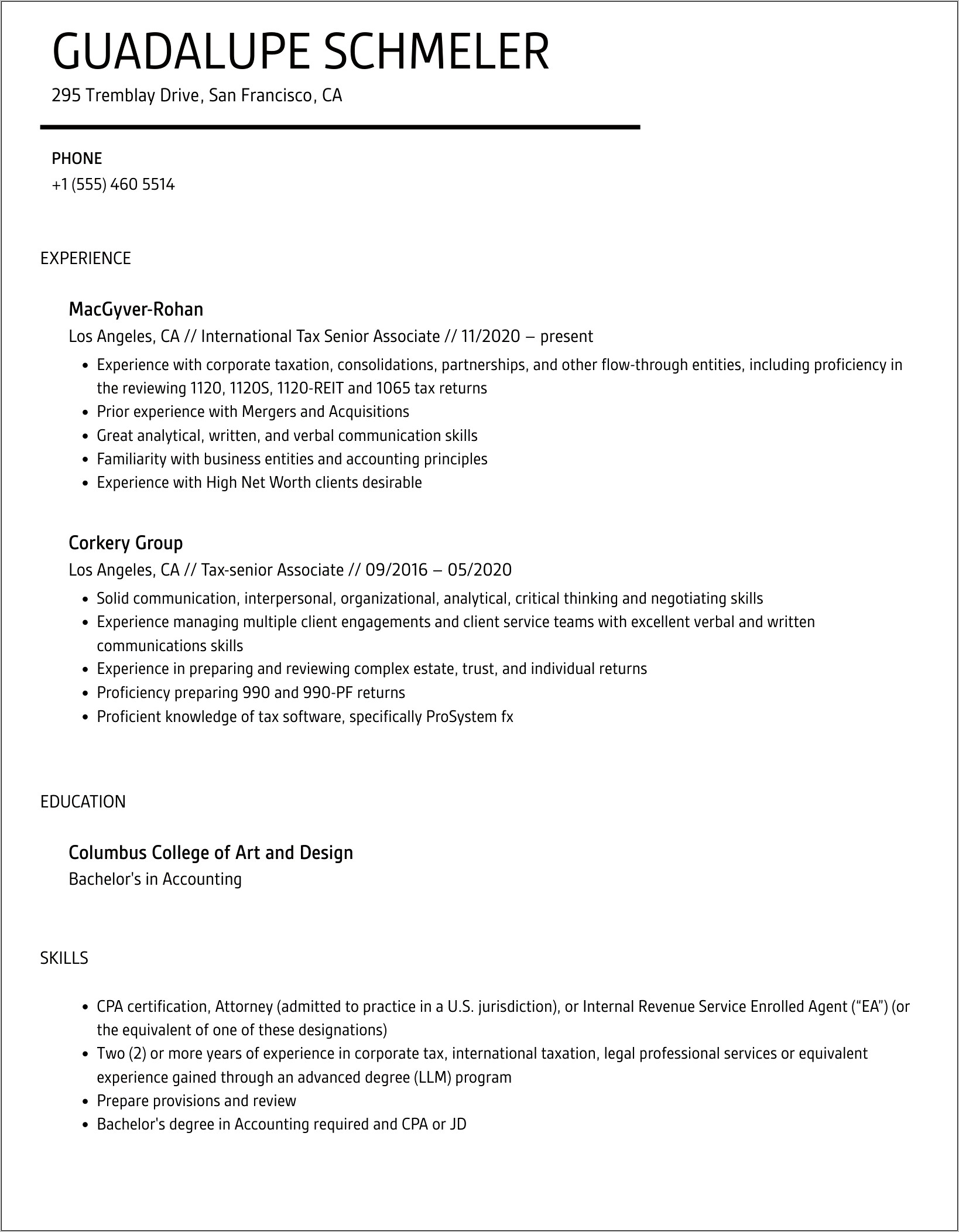 Beginning Enrolled Agent Resume Examples
