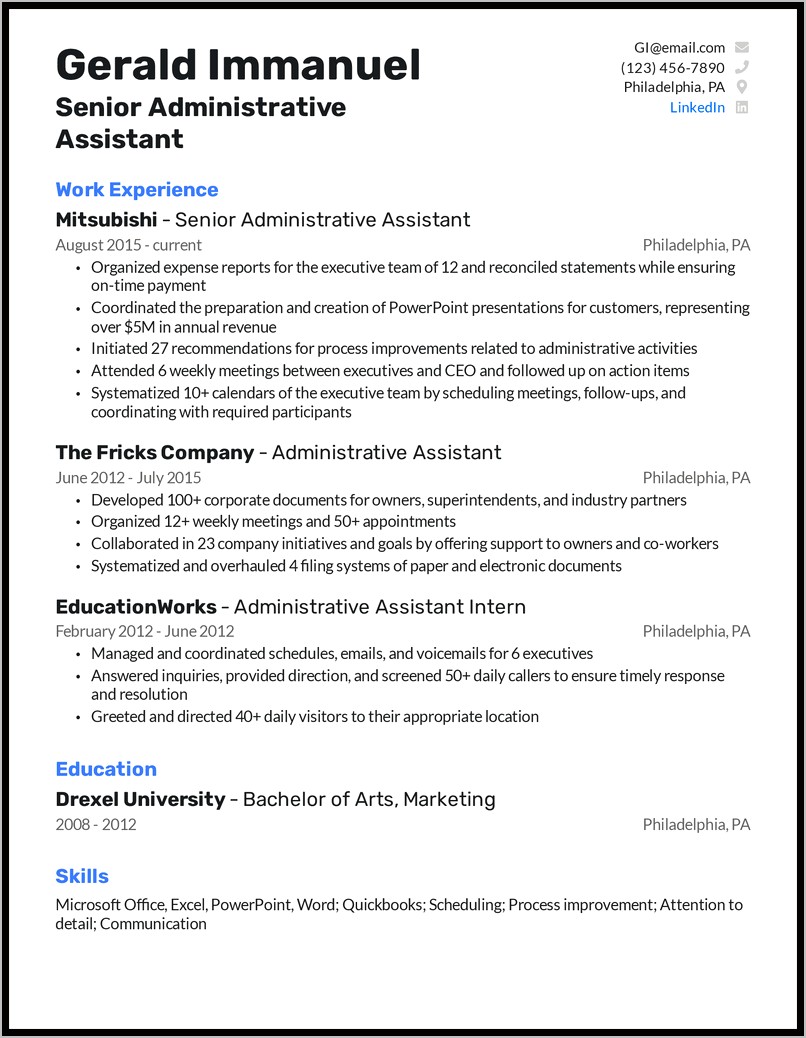 Best Administrative Assistant Resume 2015