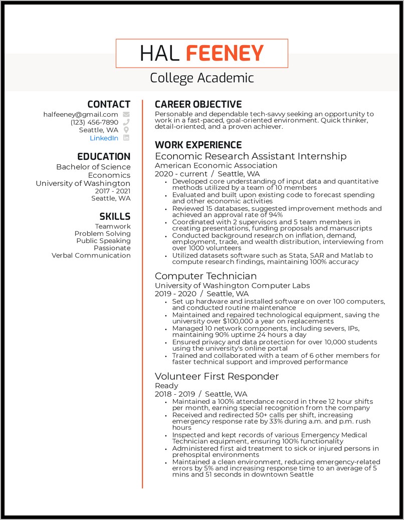Best Examples Of Academic Resumes