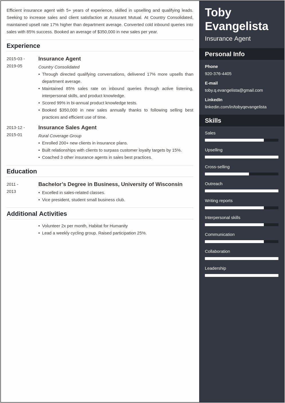 Best Resume Examples For Sales