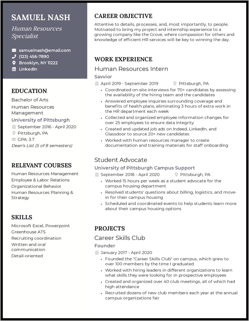 Best Resume For Human Resources