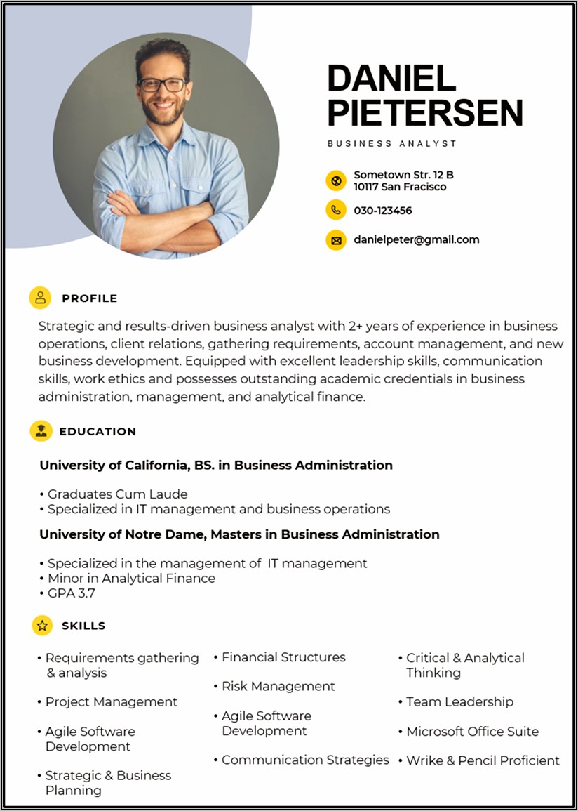 Best Resume Format For Analyst
