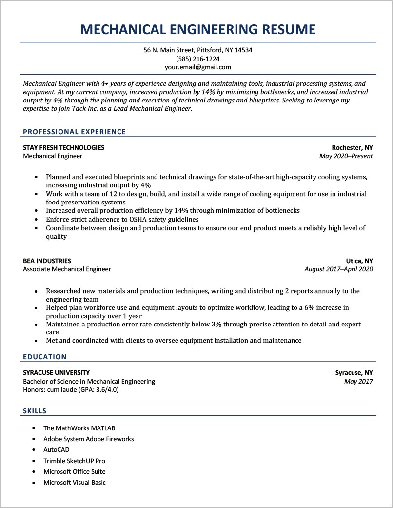 Best Resume Format For Engineers
