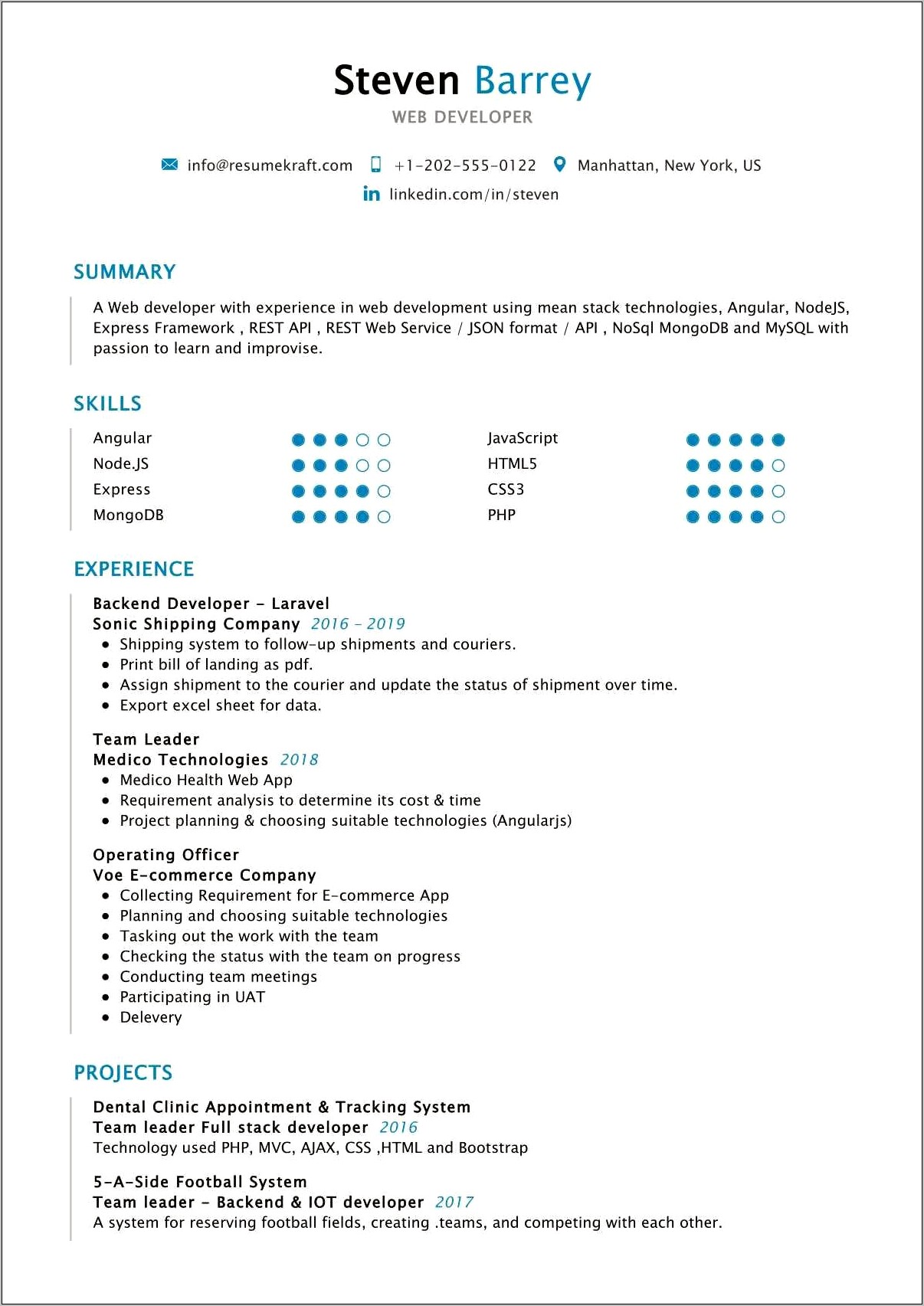 Best Resumes For Web Developers