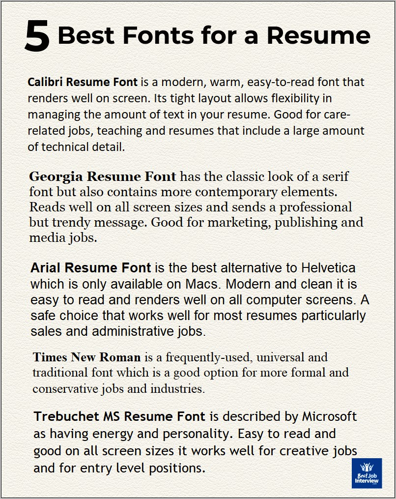 Best Sans Serif Resume Font