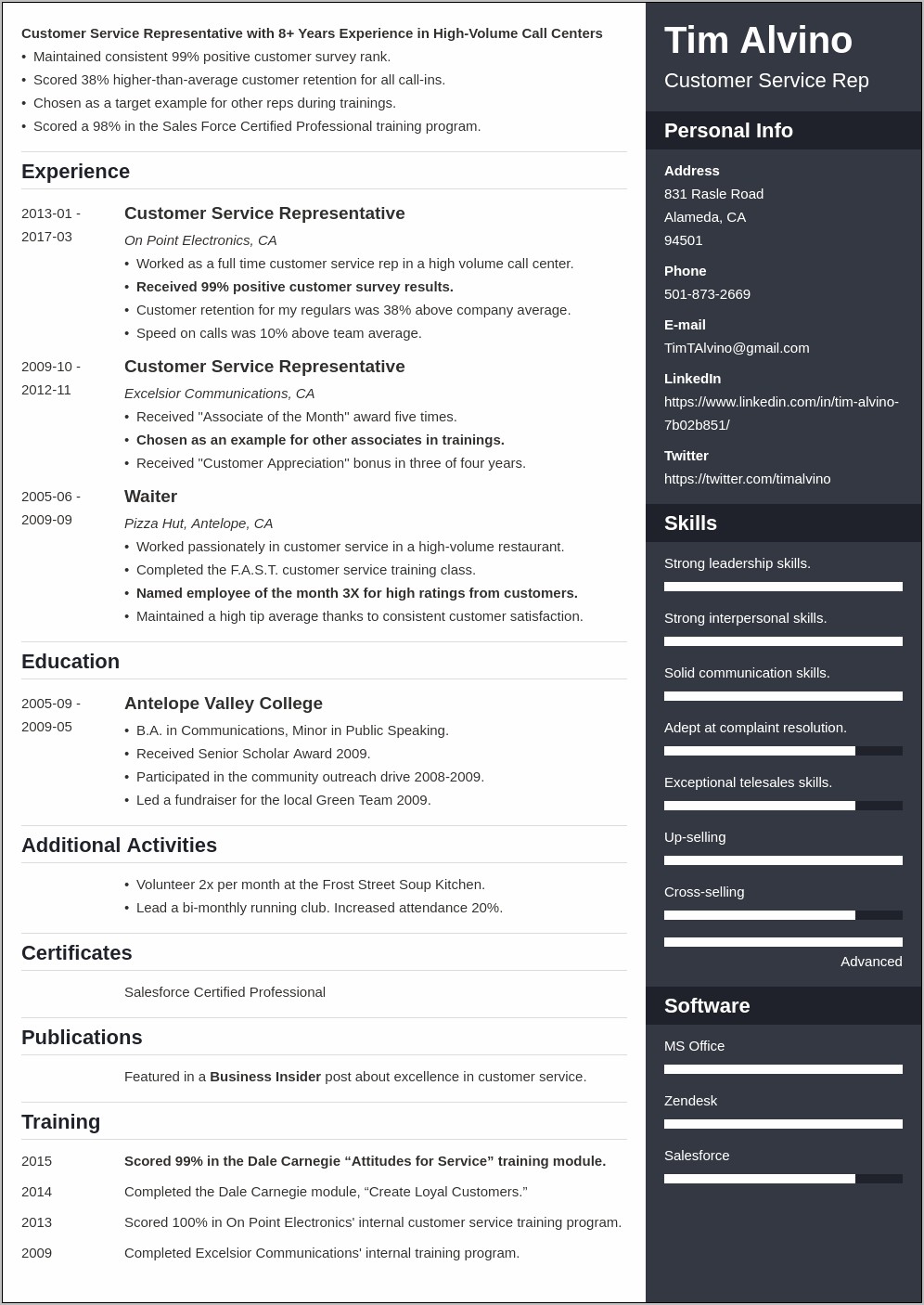 Brief Title Of Resume Examples