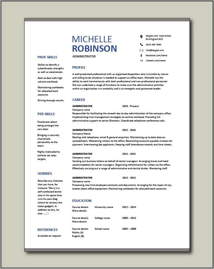 Business Administrator Job Description Resume