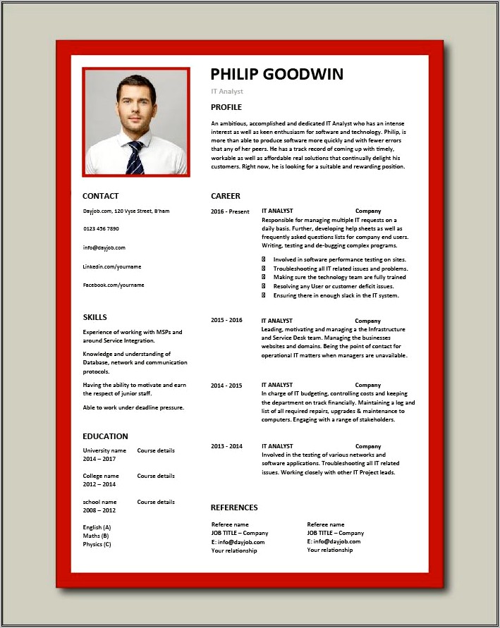 Business Analyst Free Resume Template