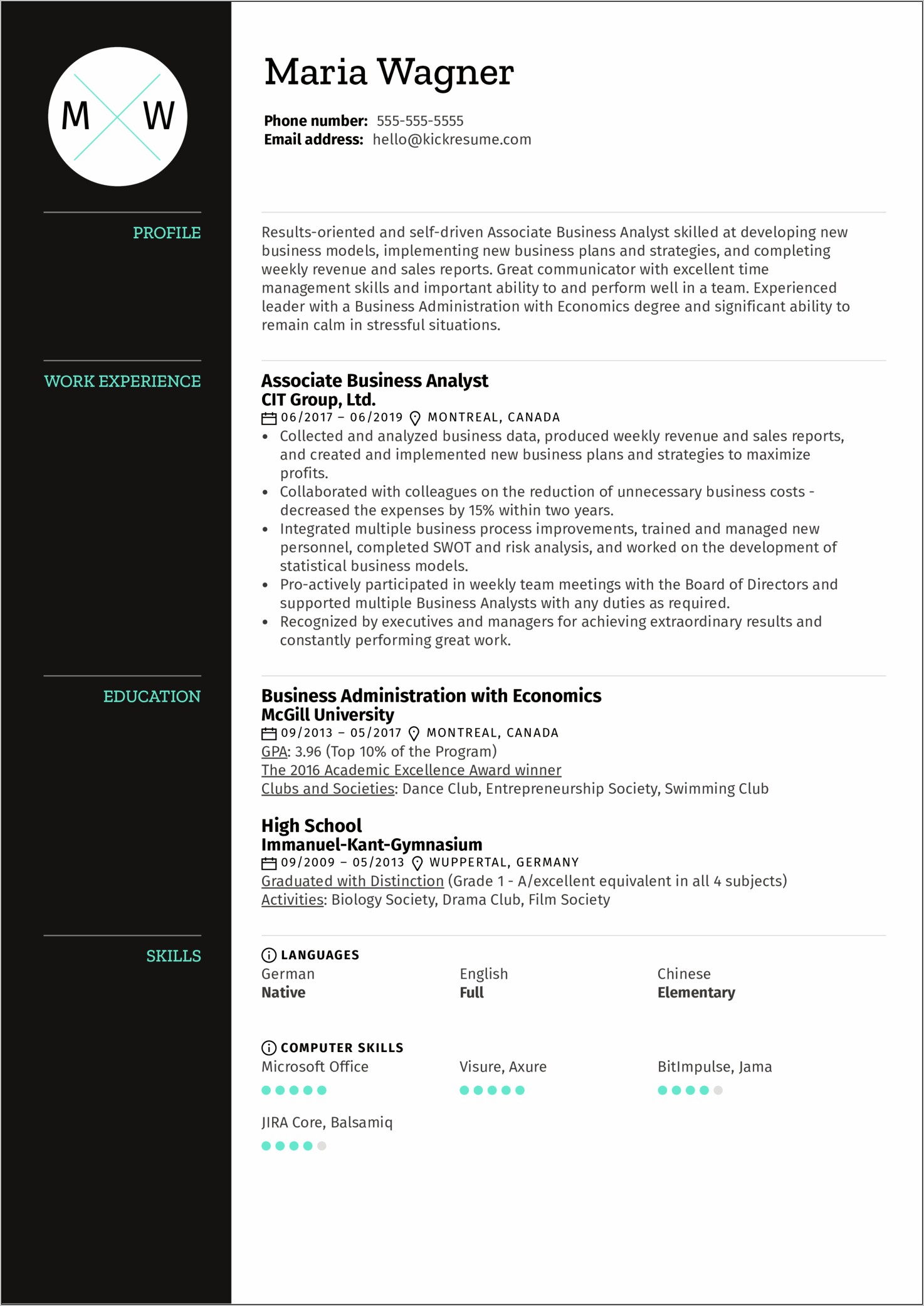 Business Analyst Objective Resume Examples