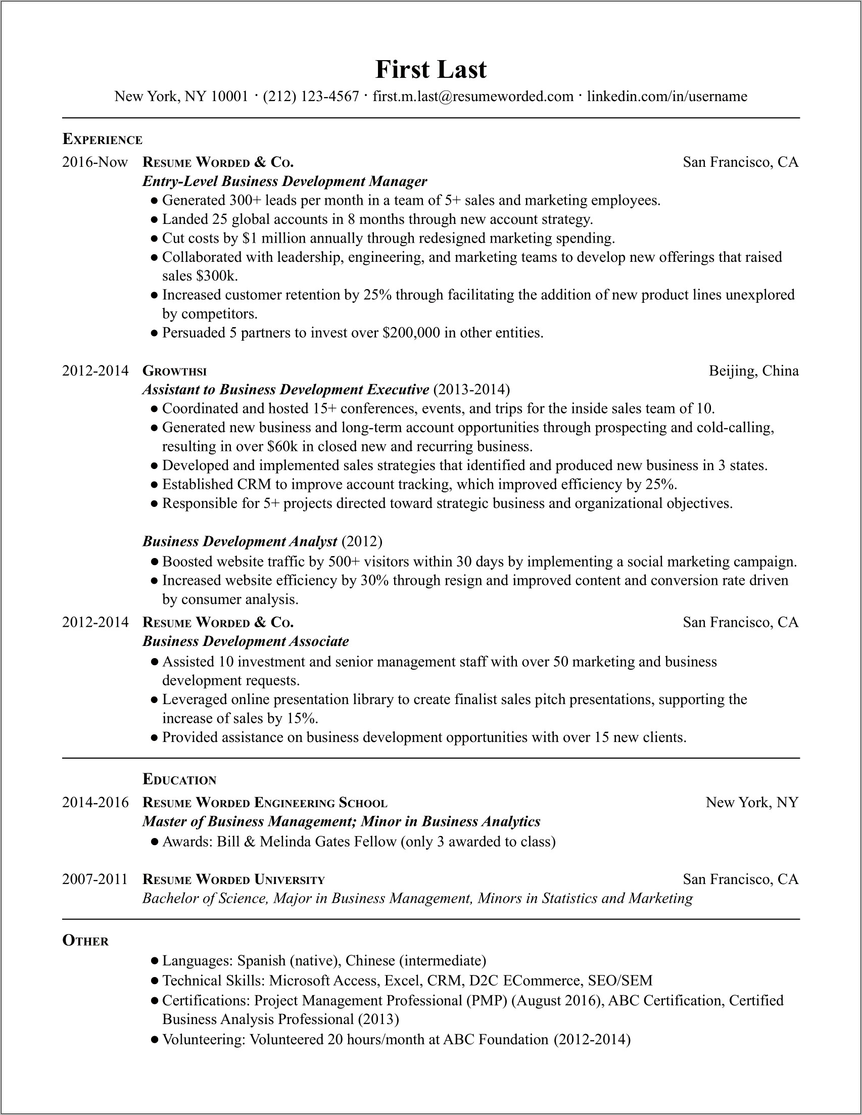 Business Development Associate Resume Objective