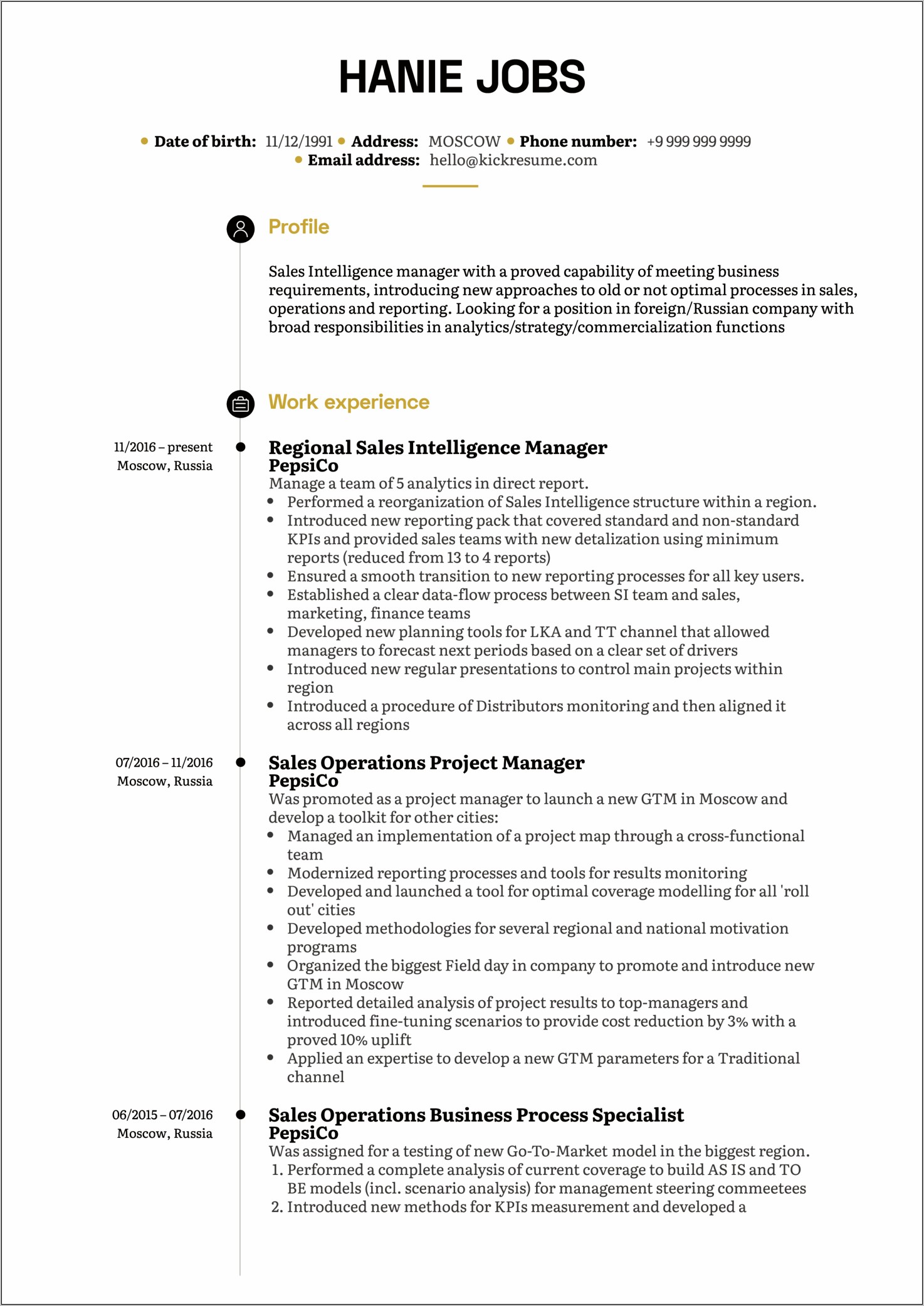 Business Process Specialist Resume Sample