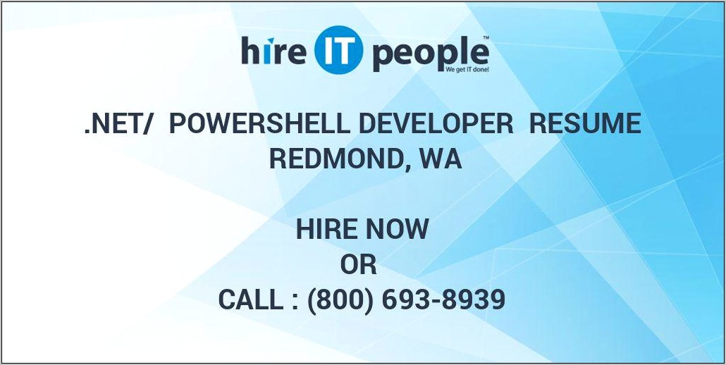 C Powershell Developer Sample Resume
