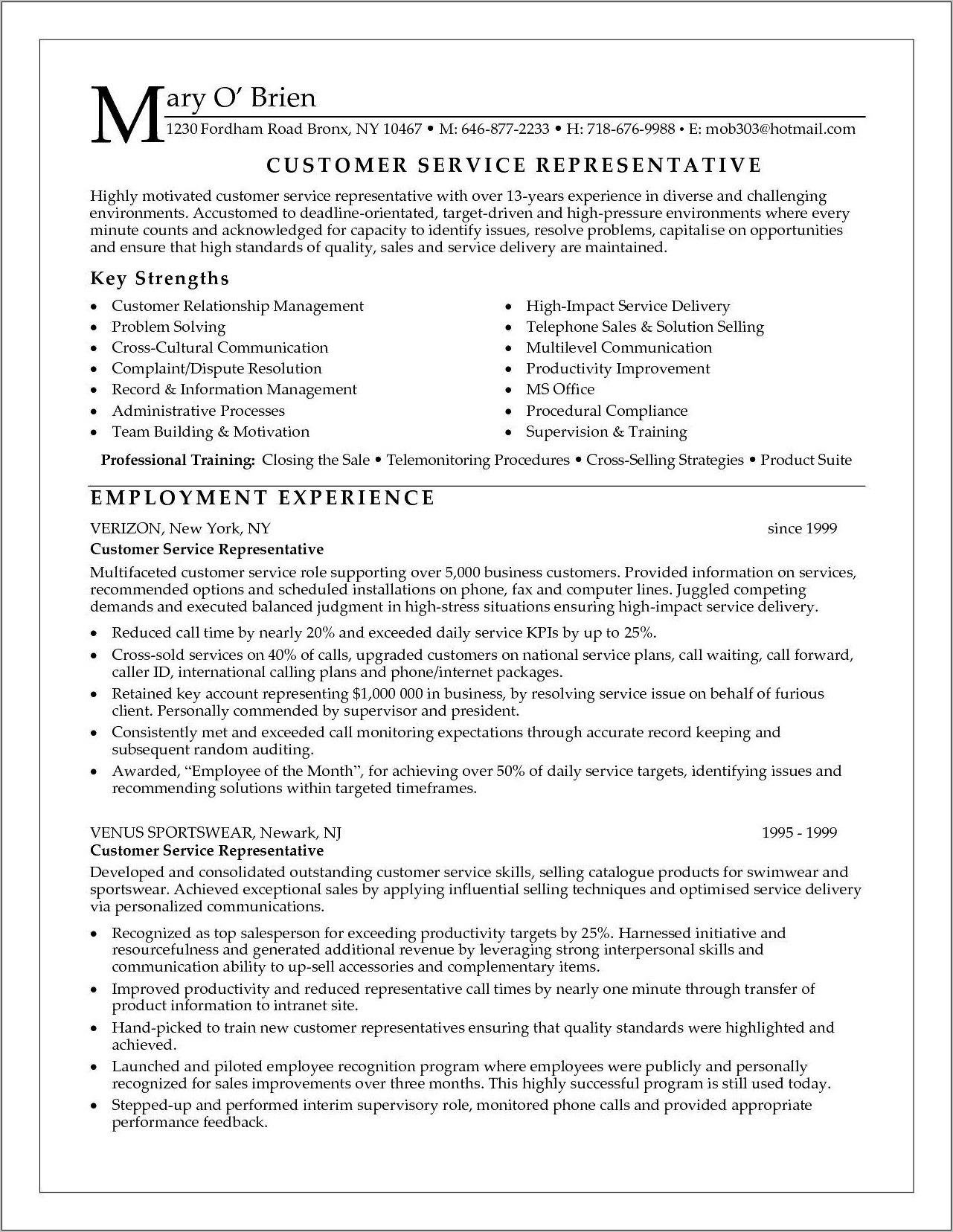Call Centre Job Description Resume