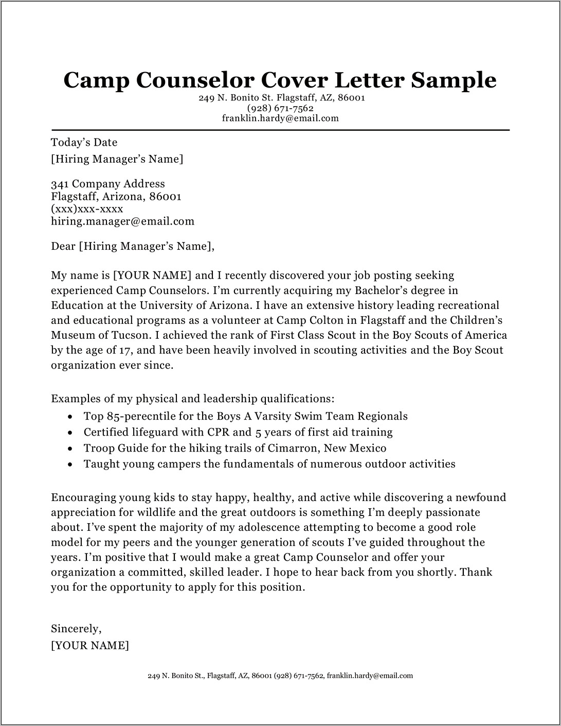 Camp Counselor Jobs On Resume