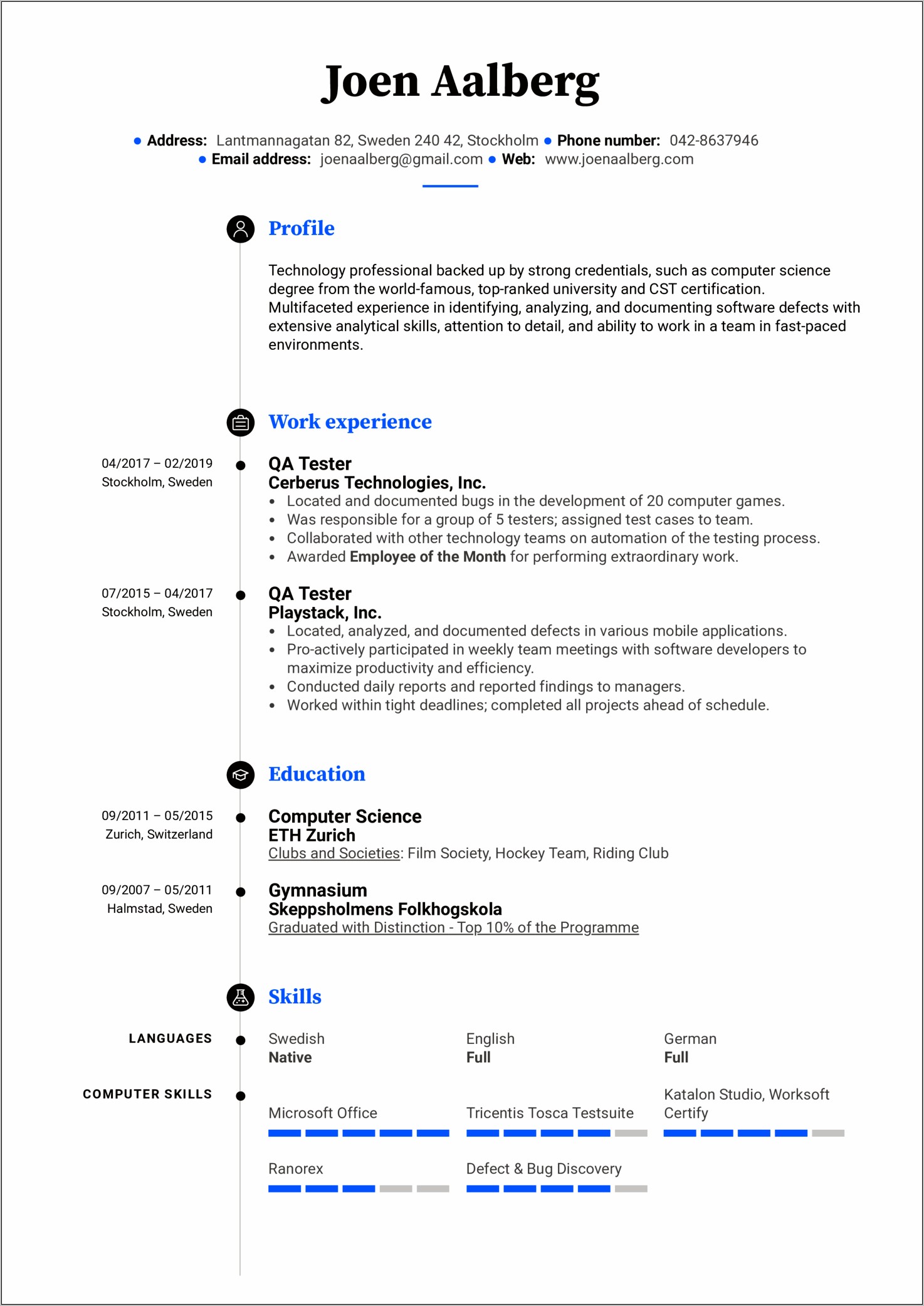 Canada Quality Analyst Resume Sample